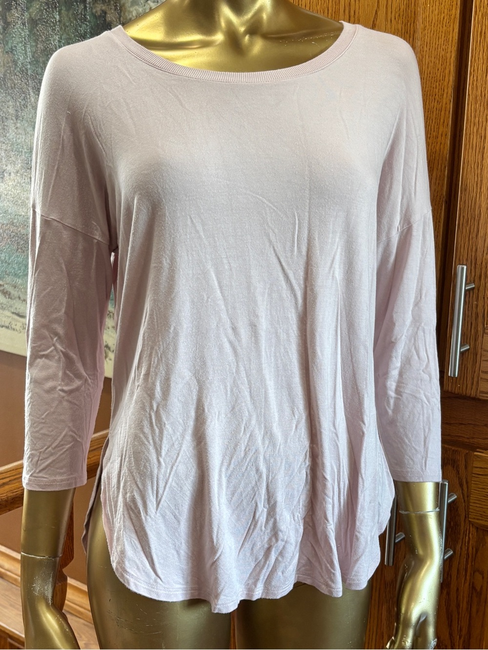 Babaton Pale Pink Scoop Neck Long Sleeve Top